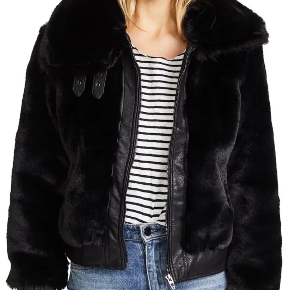 Blank NYC | Fur Jacket in Black Noise XS
